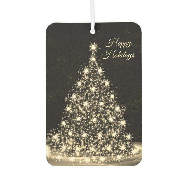 Christmas Auto Golden Shiny Tree Winter Black Car Air Freshener (Front)