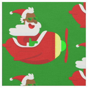 christmas aviator aeroplane pilot black santa fabric