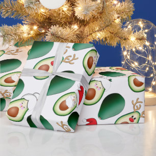 Christmas Avocado Santa, Rudolph, & Mrs. Claus Wrapping Paper