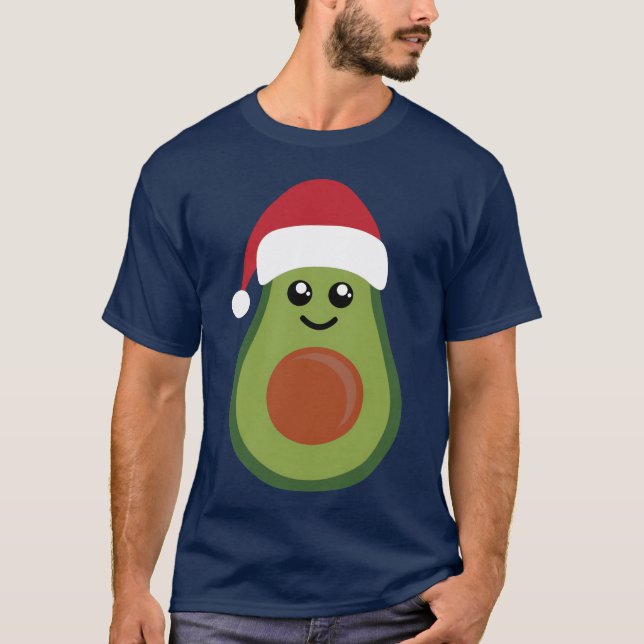 Christmas Avocado Vegan Christmas Santa Claus gift T-Shirt (Front)