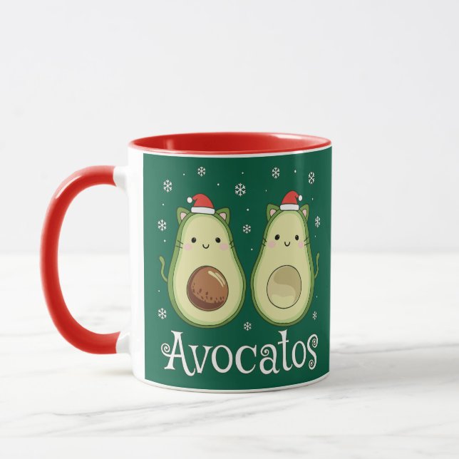 Christmas Avocatos Kawaii Cat & Avocado Mug (Left)