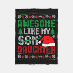 Christmas Awesome Like My Daughter Santa Hat Ugly  Fleece Blanket
