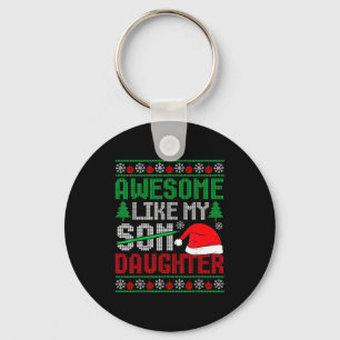 Christmas Awesome Like My Daughter Santa Hat Ugly Key Ring