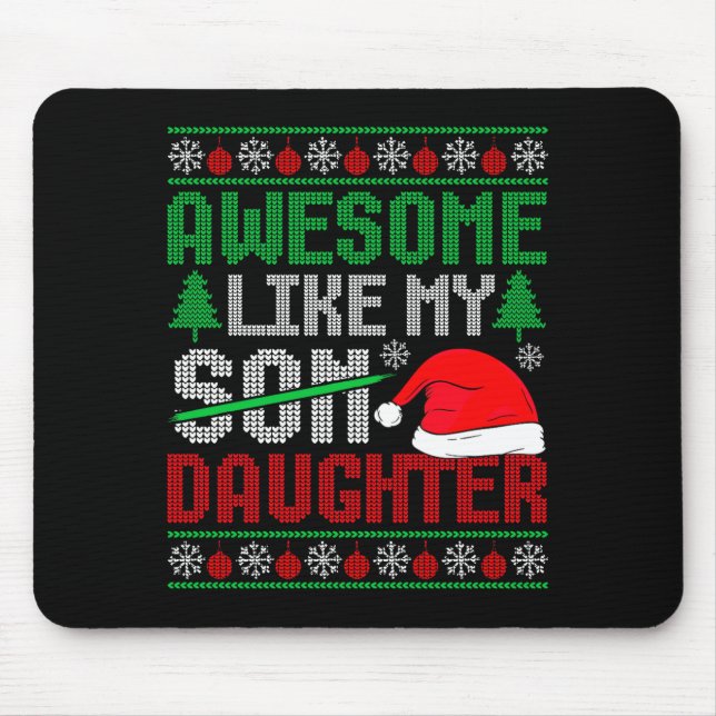 Christmas Awesome Like My Daughter Santa Hat Ugly  Mouse Mat (Front)