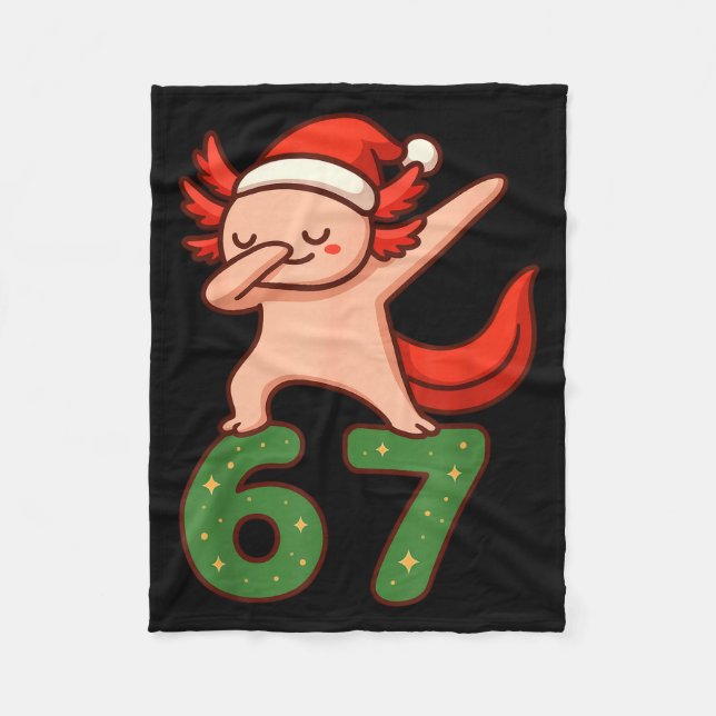 Christmas Axolotl Dabbing 67 Meme Six Seven Funny  Fleece Blanket (Front)