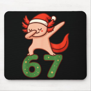 Christmas Axolotl Dabbing 67 Meme Six Seven Funny Mouse Mat