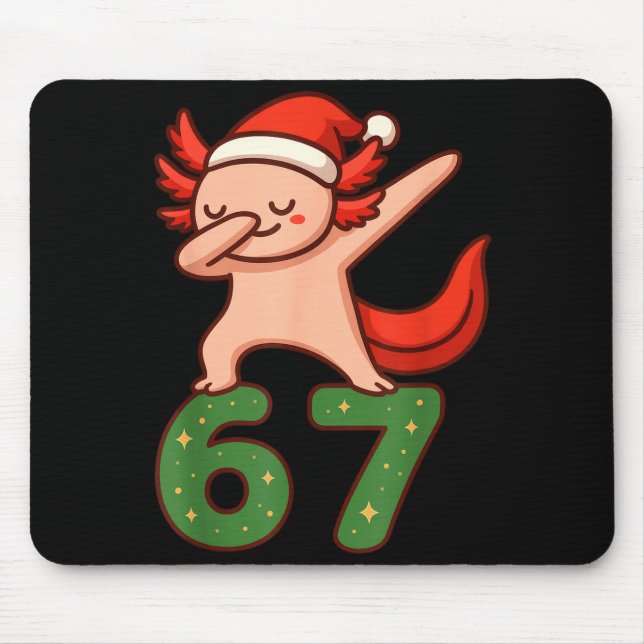 Christmas Axolotl Dabbing 67 Meme Six Seven Funny  Mouse Mat (Front)