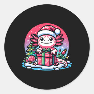 Christmas Axolotl Santa Hat Boy Girl Kids Xmas Axo Classic Round Sticker