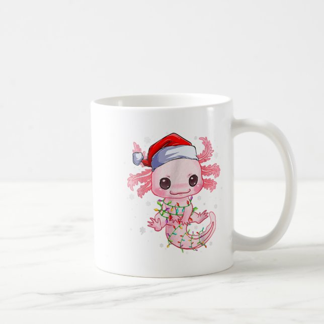 Christmas Axolotl Santa Hat Lights Japanese Cute A Coffee Mug (Right)