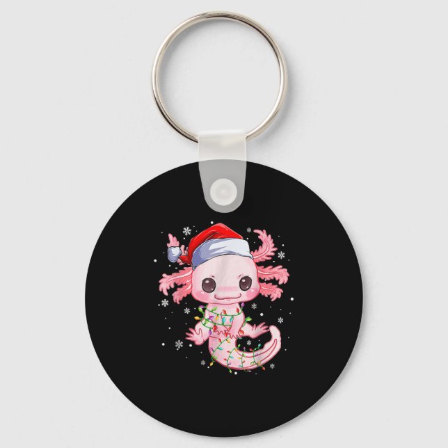 Christmas Axolotl Santa Hat Lights Japanese Cute A Key Ring (Front)