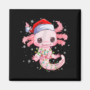 Christmas Axolotl Santa Hat Lights Japanese Cute A Magnet