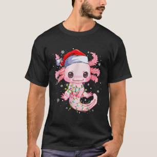 Christmas Axolotl Santa Hat Lights Japanese Cute A T-Shirt