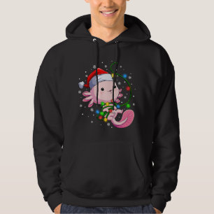Christmas Axolotl Santa Hat Lights Japanese Cute Hoodie