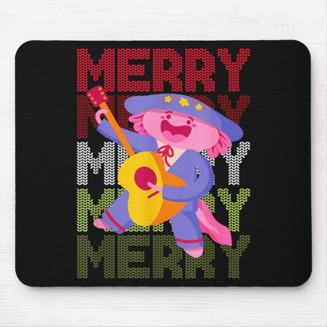 Christmas Axolotl Ugly Sweater Funny Christmas Sno Mouse Mat (Front)