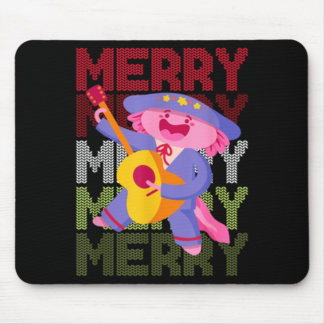 Christmas Axolotl Ugly Sweater Funny Christmas Sno Mouse Mat (Front)