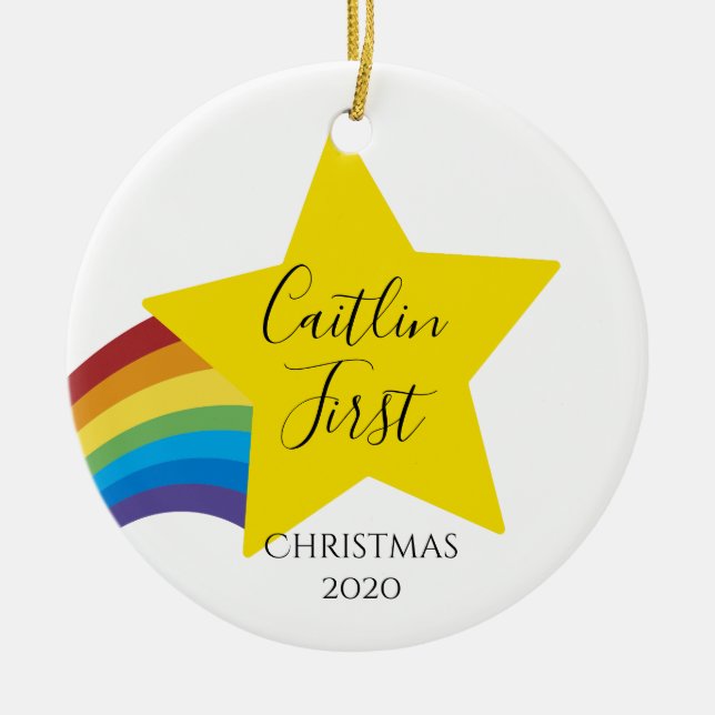 Christmas baby, 1st christmas new baby, ceramic tree decoration (Front)