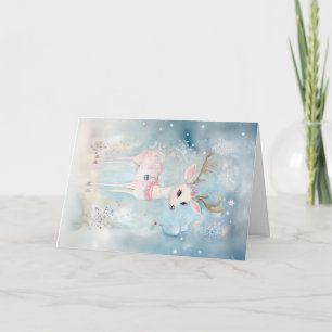 Christmas Baby Animals Deer Holiday Greeting    Card