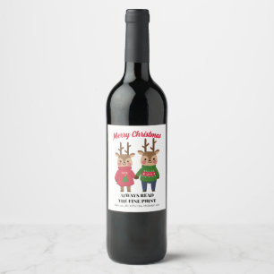 Christmas Baby Announcement Aunty Uncle Fine Print Wine Label
