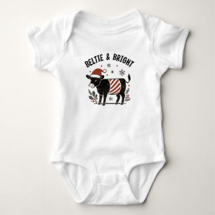 Christmas Baby Beltie Farmer Belted Galloway Cow Bodysuit