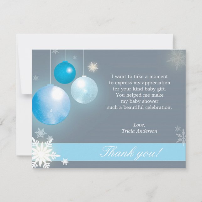 Christmas Baby Boy Baby Shower Thank You Card (Front)