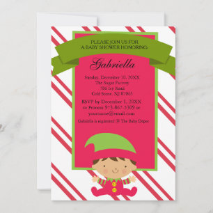 Christmas Baby Boy Elf - Baby Shower Invitation