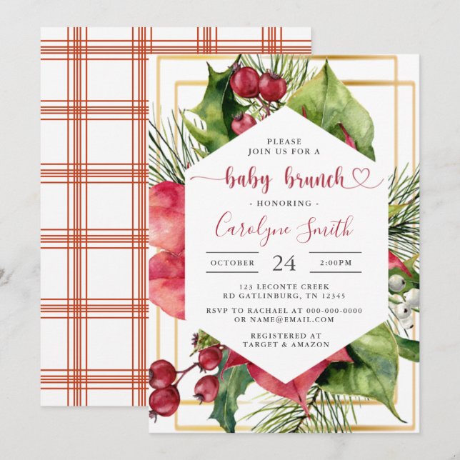 Christmas Baby Brunch Invitation (Front/Back)