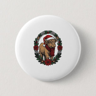 Christmas Baby Calf Vintage Engraving Holiday Shir 6 Cm Round Badge