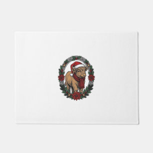 Christmas Baby Calf Vintage Engraving Holiday Shir Doormat