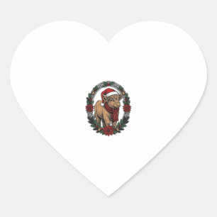 Christmas Baby Calf Vintage Engraving Holiday Shir Heart Sticker