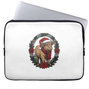Christmas Baby Calf Vintage Engraving Holiday Shir Laptop Sleeve