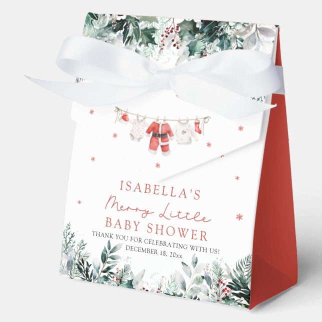 Christmas Baby Clothes Merry Little Baby Shower Favour Box (Front)