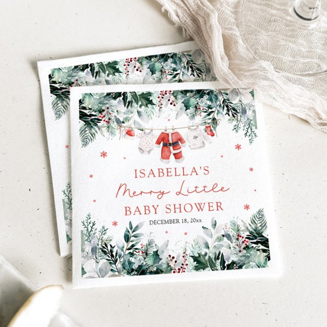 Christmas Baby Clothes Merry Little Baby Shower Napkin (Creator Uploaded)