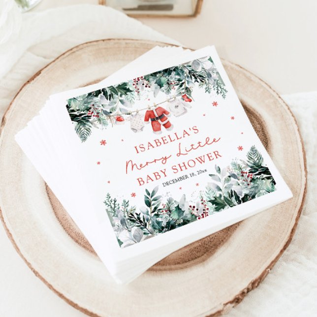 Christmas Baby Clothes Merry Little Baby Shower Napkin (Creator Uploaded)