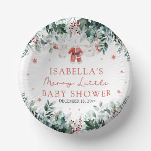 Christmas Baby Clothes Merry Little Baby Shower Paper Plate