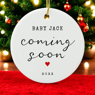Christmas Baby Coming Soon Name Ornament
