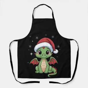 Christmas Baby Dragon Santa Hat Snowflakes Cute Apron