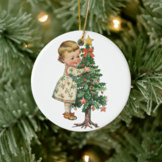 Christmas Baby Girl Ceramic Tree Decoration