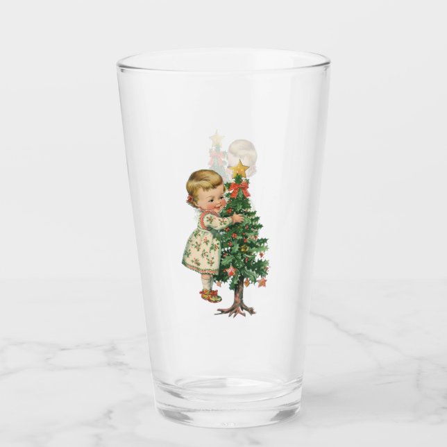 Christmas Baby Girl Glass Cup (Front)