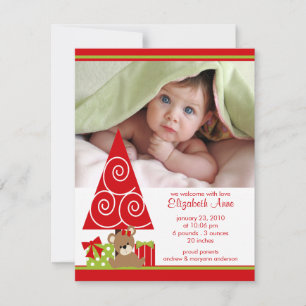 Christmas Baby Girl Photo Announcement