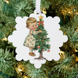 Christmas Baby Girl Tree Decoration Card