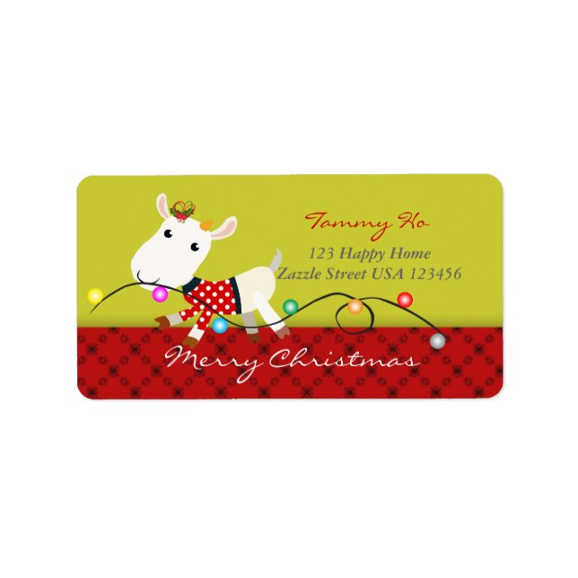 Christmas Baby Goat KId Animal Label (Front)