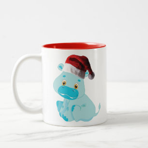 Christmas Baby Hippo Two-Tone Coffee Mug