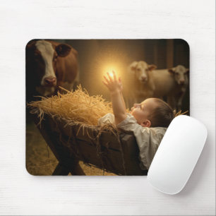 Christmas Baby In a Barn Manger Mouse Mat