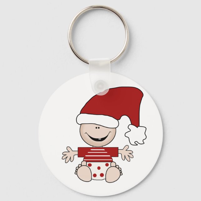Christmas Baby in Stocking Cap Tshirts and Gifts Key Ring (Front)