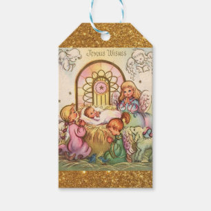 Christmas Baby Jesus in Manger Angels Gift Tags
