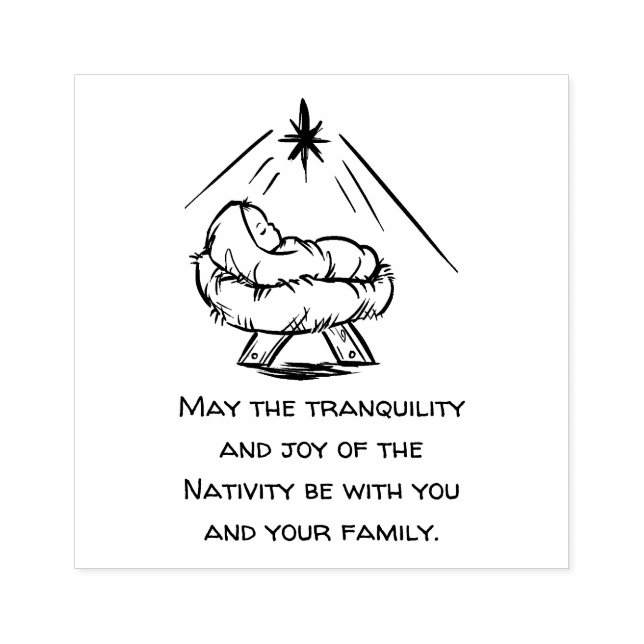 Christmas Baby Jesus in Manger Greetings Rubber Stamp (Imprint)