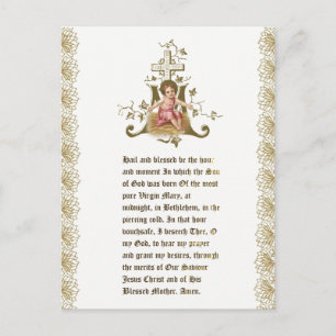 Christmas Baby Jesus in Manger Marian Cross Postcard