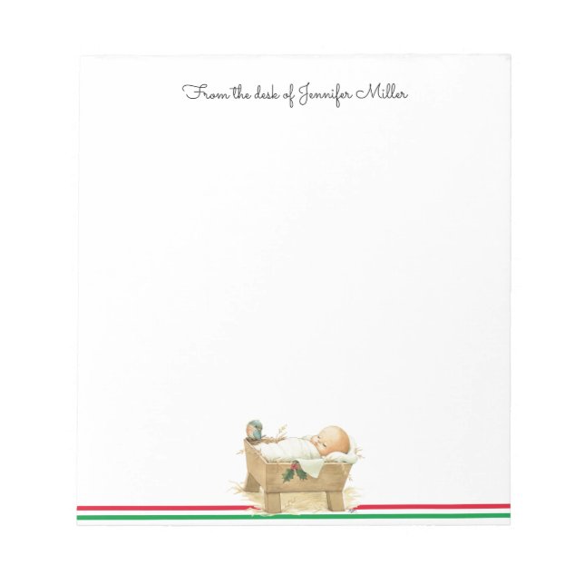 Christmas Baby Jesus Script Add Your Name Gift Notepad (Front)