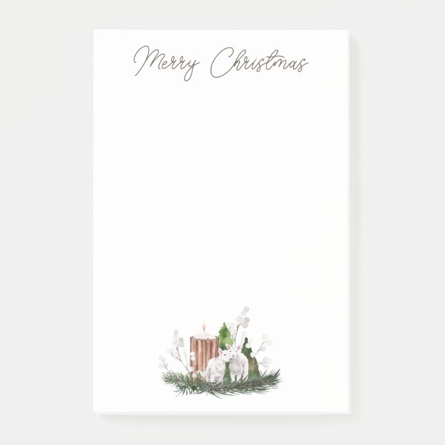 Christmas Baby Lamb Candle Pine Post-it Notes (Front)