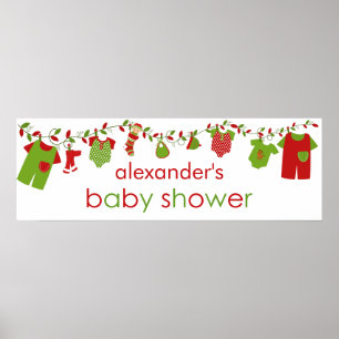 Christmas Baby Laundry Boy Baby Shower Banner Poster